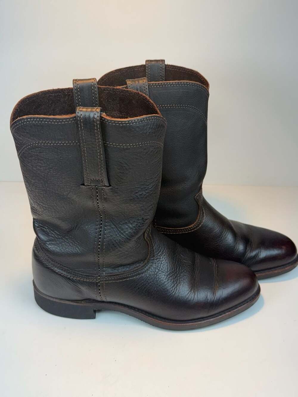 Frye Campus Roper Boots Size 9.5M Dark Brown Leather
